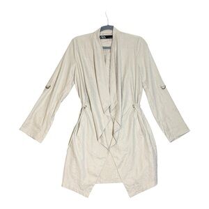 Zara Womens Drape Trench Coat Jacket XS Beige Lightweight Layering Neutral Work